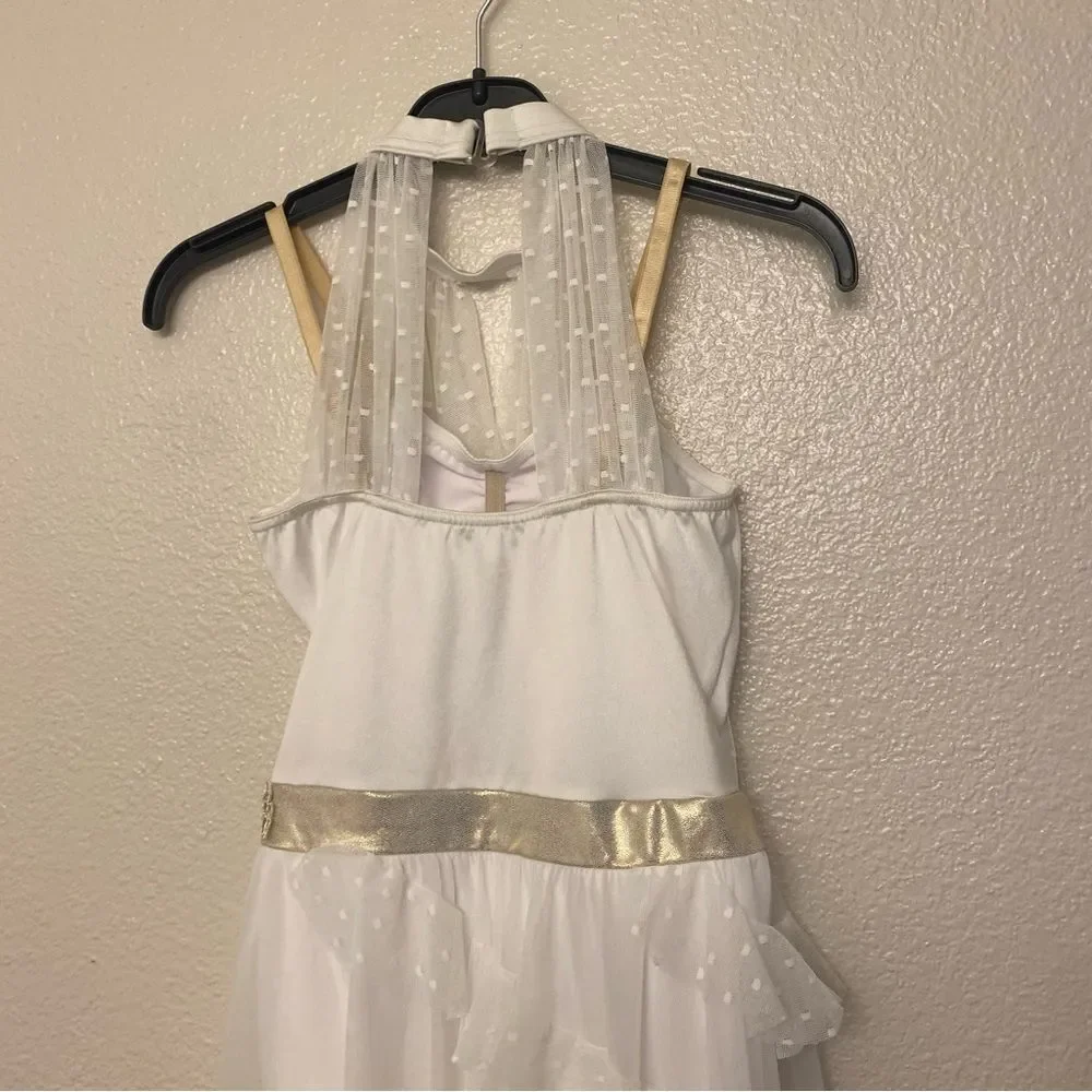 Weissman solo Dance Costume white ruffle dress Candle In The Wind 11576 MC child